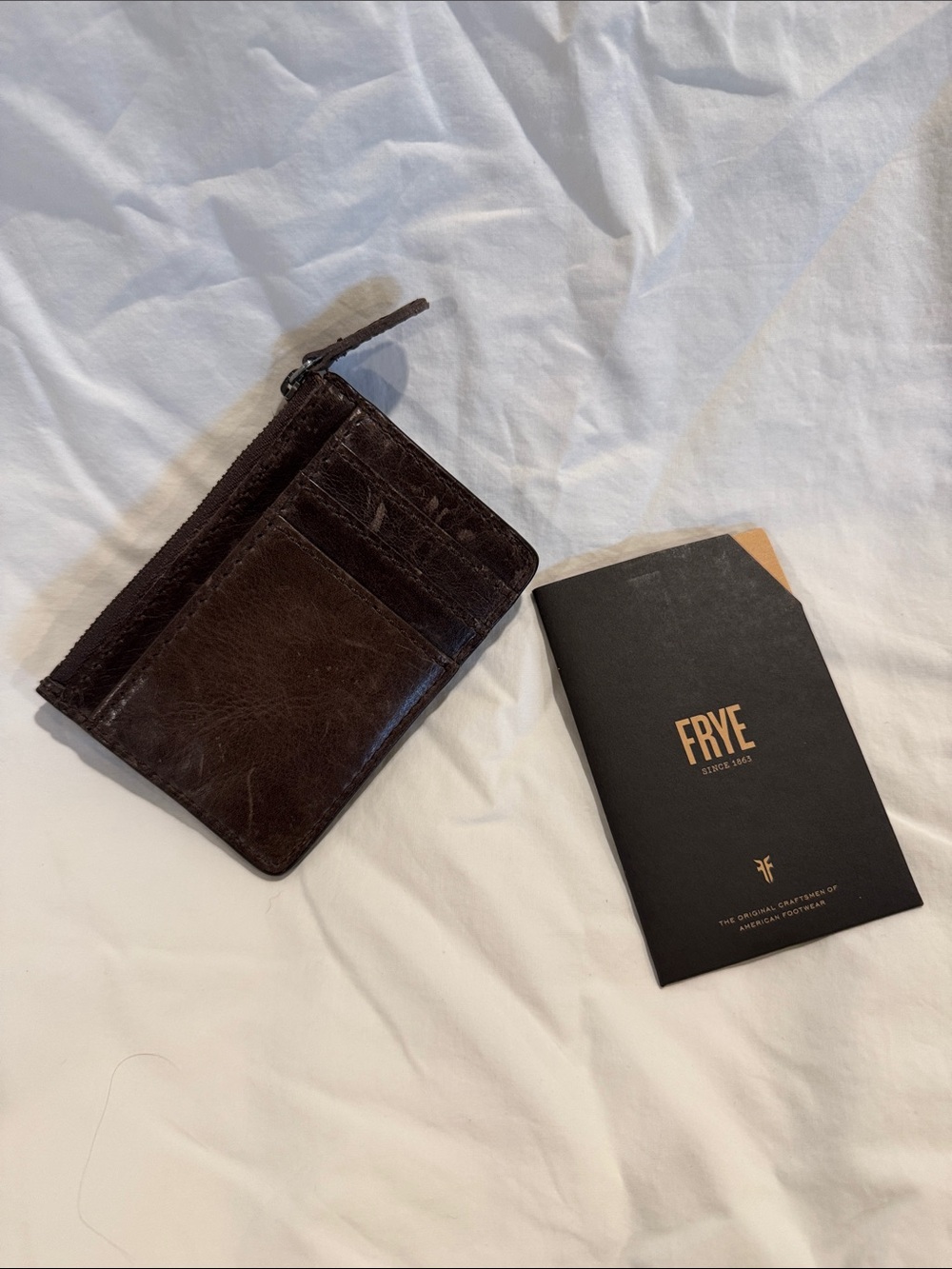 Frye Dark Brown Leather Zip Card Wallet